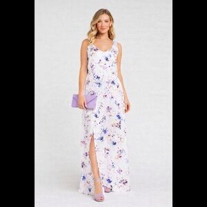 SHOW ME YOUR MUMU White Floral Satin Maxi Dress